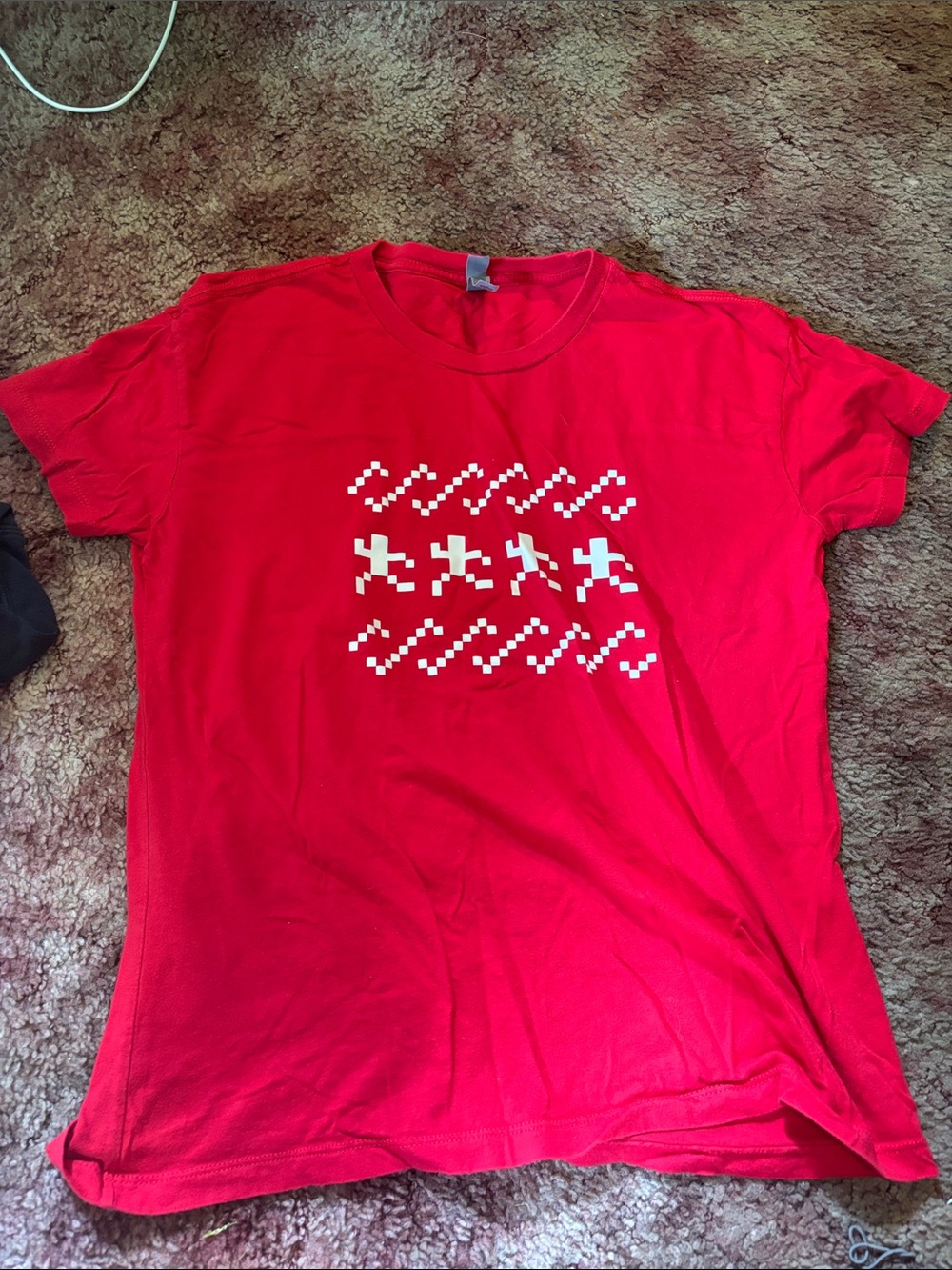 Next Level Apparel Red Short Sleeve Tee with White Pixel Print